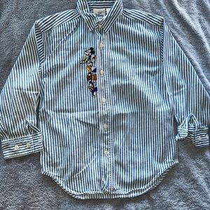 Vintage Disney Blue and White Striped kids shirt with embroidery
